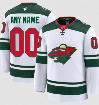 Mens Custom Minnesota Wild Jersey Name Number 2025 Away White