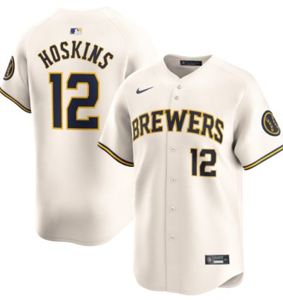Rhys Hoskins 12 Milwaukee Brewers Home Limited Player Men Jersey - Cream