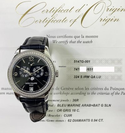 Patek Philippe Annual Calendar Complications Ladies Annual Calendar 5147g-001 White Gold Watch With Blue Leather Watch Blue Dial 2022