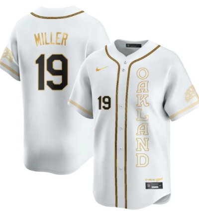 Mason Miller Jersey 19 Oakland Athletics City Connect Concept Stitched White Gold