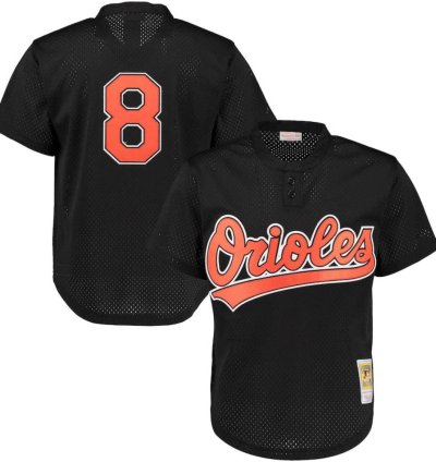 Baltimore Orioles 8 Cal Ripken Jr Black Throwback Mesh Pullover Jersey