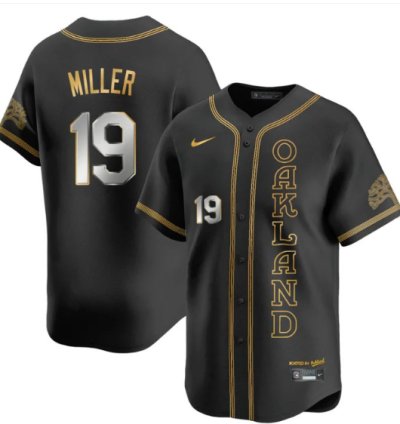 Mason Miller Jersey 19 Oakland Athletics City Connect Concept Stitched Black Gold