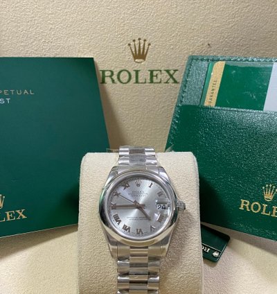 Rolex Datejust 31 New 2022 Full Stickers Datejust 31 Platinum Silver Roman Dial President Bracelet 178246