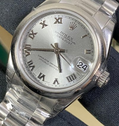 Rolex Datejust 31 New 2022 Full Stickers Datejust 31 Platinum Silver Roman Dial President Bracelet 178246