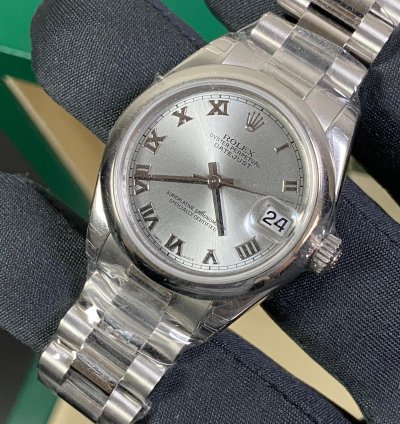 Rolex Datejust 31 New 2022 Full Stickers Datejust 31 Platinum Silver Roman Dial President Bracelet 178246