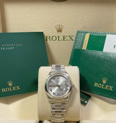Rolex Datejust 31 New 2022 Full Stickers Datejust 31 Platinum Silver Roman Dial President Bracelet 178246