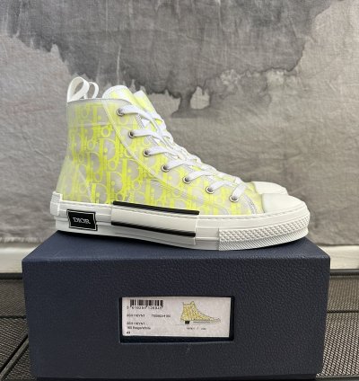 Dior B23 High Top Neon Yellow Sneakers Brand New