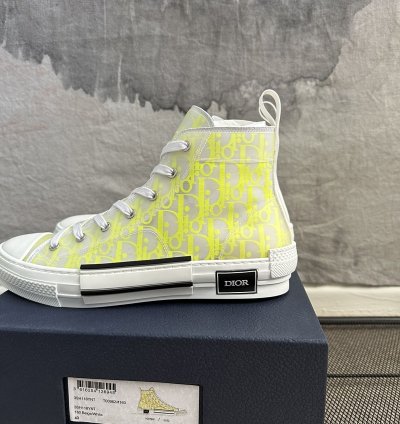 Dior B23 High Top Neon Yellow Sneakers Brand New