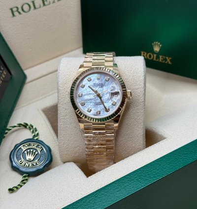 Rolex Datejust 31 New 2024 Mother Of Pearl Diamond Dial Fluted Bezel Yellow Gold President