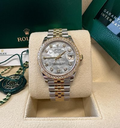 Rolex Datejust 31 New 2024 Mother Of Pearl Diamond Dial Two Tone Yellow Gold Diamond Bezel