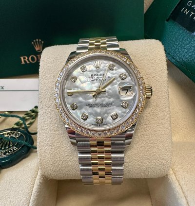 Rolex Datejust 31 New 2024 Mother Of Pearl Diamond Dial Two Tone Yellow Gold Diamond Bezel