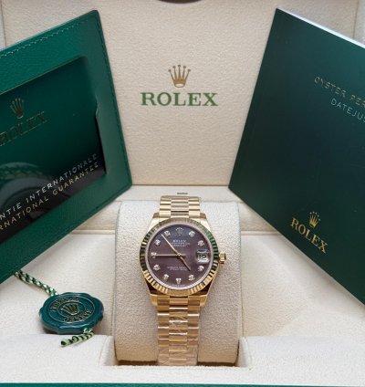 Rolex Datejust 31 New 2024 Tahitian Mother Of Pearl Diamond Dial Yellow Gold President