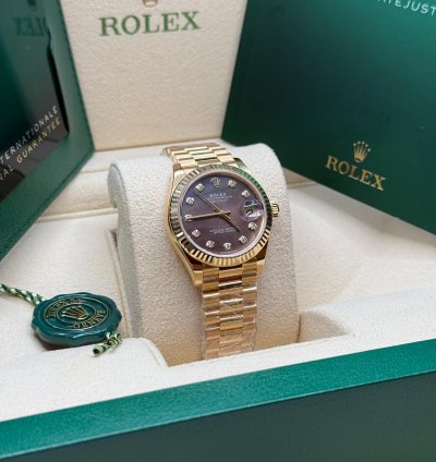 Rolex Datejust 31 New 2024 Tahitian Mother Of Pearl Diamond Dial Yellow Gold President