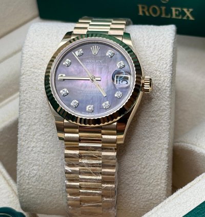 Rolex Datejust 31 New 2024 Tahitian Mother Of Pearl Diamond Dial Yellow Gold President