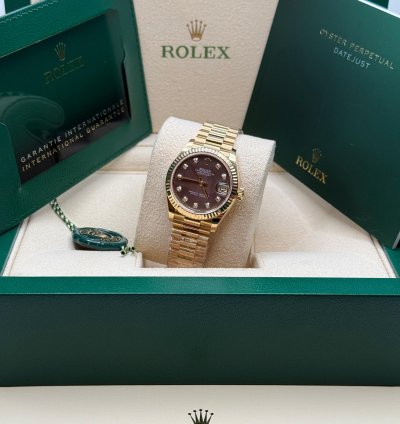 Rolex Datejust 31 New 2024 Tahitian Mother Of Pearl Diamond Dial Yellow Gold President
