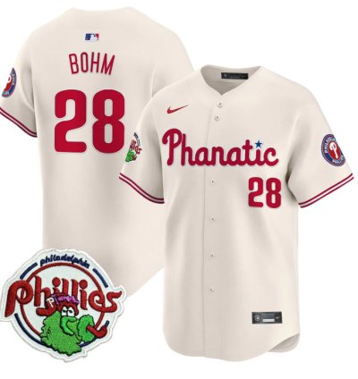 Alec Bohm Jersey 28 Phillies Phanatic Patch Vapor Premier Limited Stitched Cream