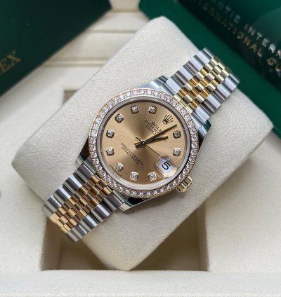 Rolex Datejust 31 New 2025 Champagne Diamond Dial Two Tone Diamond Jubilee Bracelet