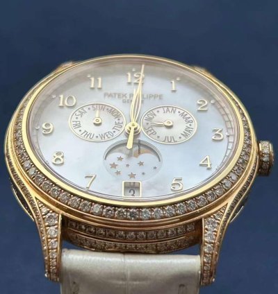 Patek Philippe Annual Calendar Moon Phase Rose Gold Diamond Watch 38mm