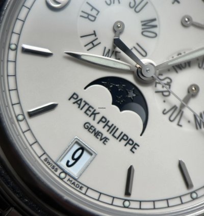 Patek Philippe Annual Calendar Moonphase Orig Bracelet White Gold 18 Kt Pp Warranty