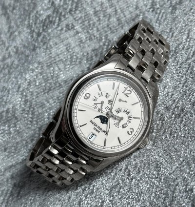 Patek Philippe Annual Calendar Moonphase Orig Bracelet White Gold 18 Kt Pp Warranty