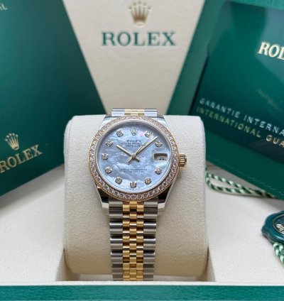 Rolex Datejust 31 New 2025 Mother Of Pearl Diamond Dial Two Tone Yellow Gold Diamond Bezel