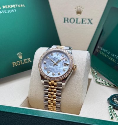 Rolex Datejust 31 New 2025 Mother Of Pearl Diamond Dial Two Tone Yellow Gold Diamond Bezel