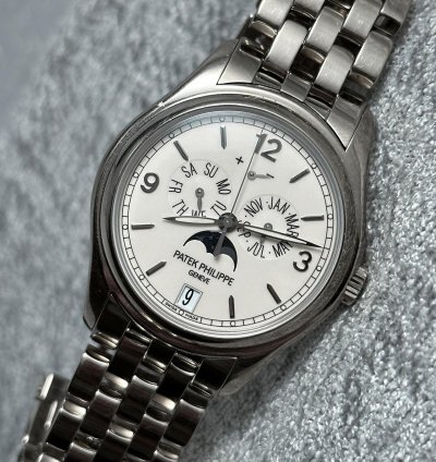 Patek Philippe Annual Calendar Moonphase Orig Bracelet White Gold 18 Kt Pp Warranty
