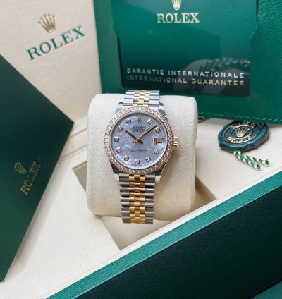 Rolex Datejust 31 New 2025 Mother Of Pearl Diamond Dial Two Tone Yellow Gold Diamond Bezel