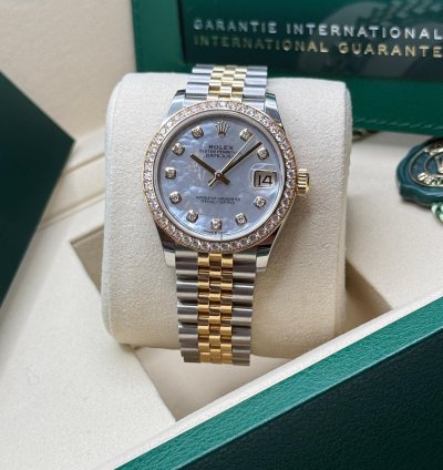 Rolex Datejust 31 New 2025 Mother Of Pearl Diamond Dial Two Tone Yellow Gold Diamond Bezel