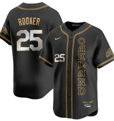 Brent Rooker Jersey 25 Oakland Athletics City Connect Concept Stitched Black Gold