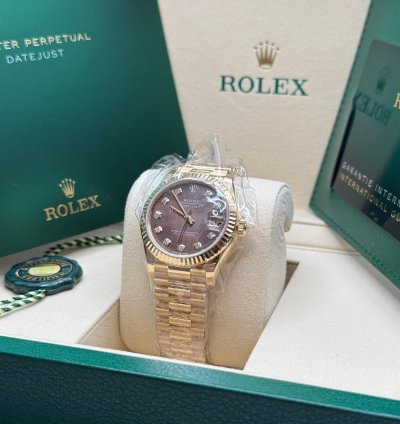 Rolex Datejust 31 New 2025 Tahitian Mother Of Pearl Diamond Dial Yellow Gold President