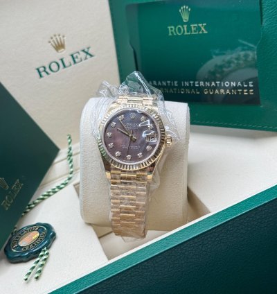 Rolex Datejust 31 New 2025 Tahitian Mother Of Pearl Diamond Dial Yellow Gold President