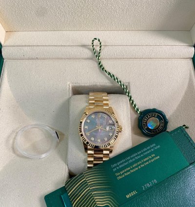 Rolex Datejust 31 New 2025 Unworn Datejust 31 Yellow Gold Black Mother-of-pearl Diamond Dial 278278