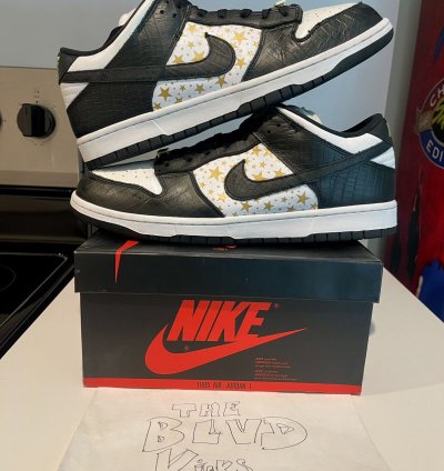 2021 Supreme Nike Sb Dunk Low Og Qs Stars Black