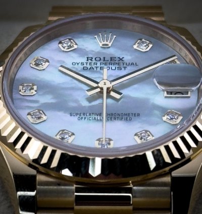 Rolex Datejust 31 New Rolex Datejust President 18k Yellow Gold Mop Diamond Dial 31mm Watch 278278