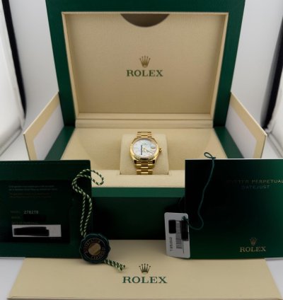 Rolex Datejust 31 New Rolex Datejust President 18k Yellow Gold Mop Diamond Dial 31mm Watch 278278