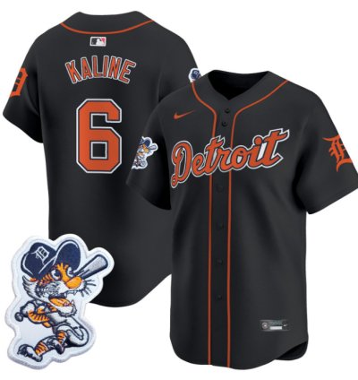 Al Kaline Jersey 6 Detroit Tigers Paws Patch Vapor Premier Limited Stitched Black