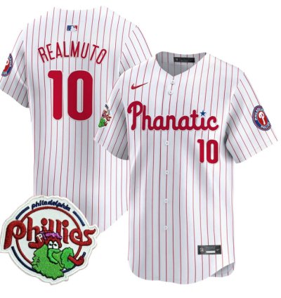 Jtrealmuto Jersey 10 Phillies Phanatic Patch Vapor Premier Limited Stitched White Pinstripe