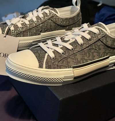 Dior B23 Low Top Jacquard Sneakers Grey Size 12