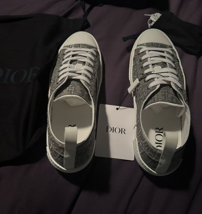 Dior B23 Low Top Jacquard Sneakers Grey Size 12