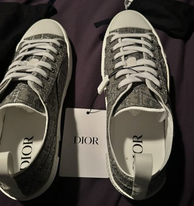 Dior B23 Low Top Jacquard Sneakers Grey Size 12