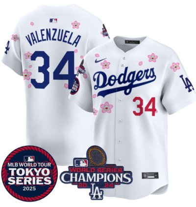 Fernando Valenzuela Jersey 34 Dodgers Tokyo Series 2025 World Series Champions Patch White