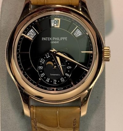 Patek Philippe Annual Calendar Rose Gold Annual Calendar Black Dial Tiffany Stamp Rare