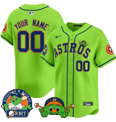Custom Astros Jersey Name Number Orbit Patch Vapor Premier Limited V3 Stitched Green