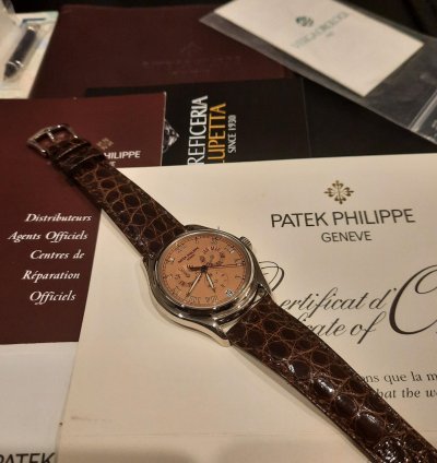 Patek Philippe Annual Calendar Salmon Dial Full Set watch Is Located In Seattle Wa Usa