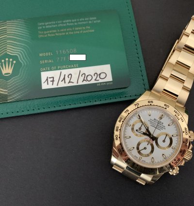 Rolex Daytona 116508 White Dial Yellow Gold 18kt Full Set New 2020