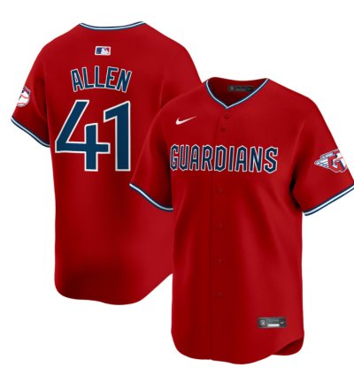 Logan Allen Jersey 41 Cleveland Guardians 2025 Vapor Premier Limited All Stitched Red