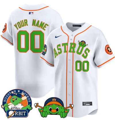 Custom Astros Jersey Name Number Orbit Patch Vapor Premier Limited V3 Stitched White
