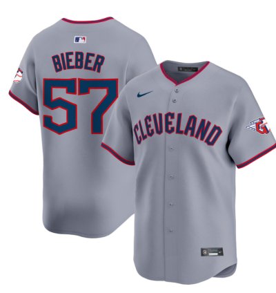 Shane Bieber Jersey 57 Cleveland Guardians 2025 Vapor Premier Limited All Stitched Gray