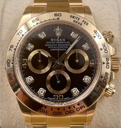 Rolex Daytona 116508 Yellow Gold Black Diamond Dial Unworn 2022